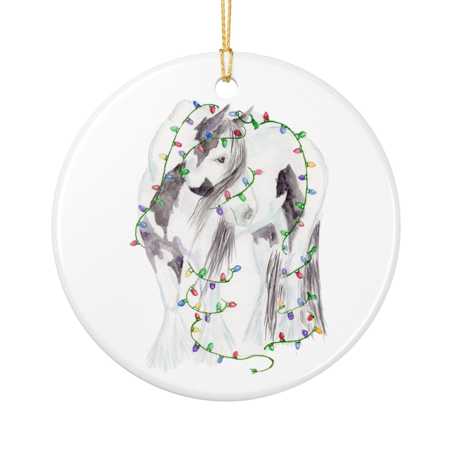 Gypsy Vanner Christmas Lights Ornament