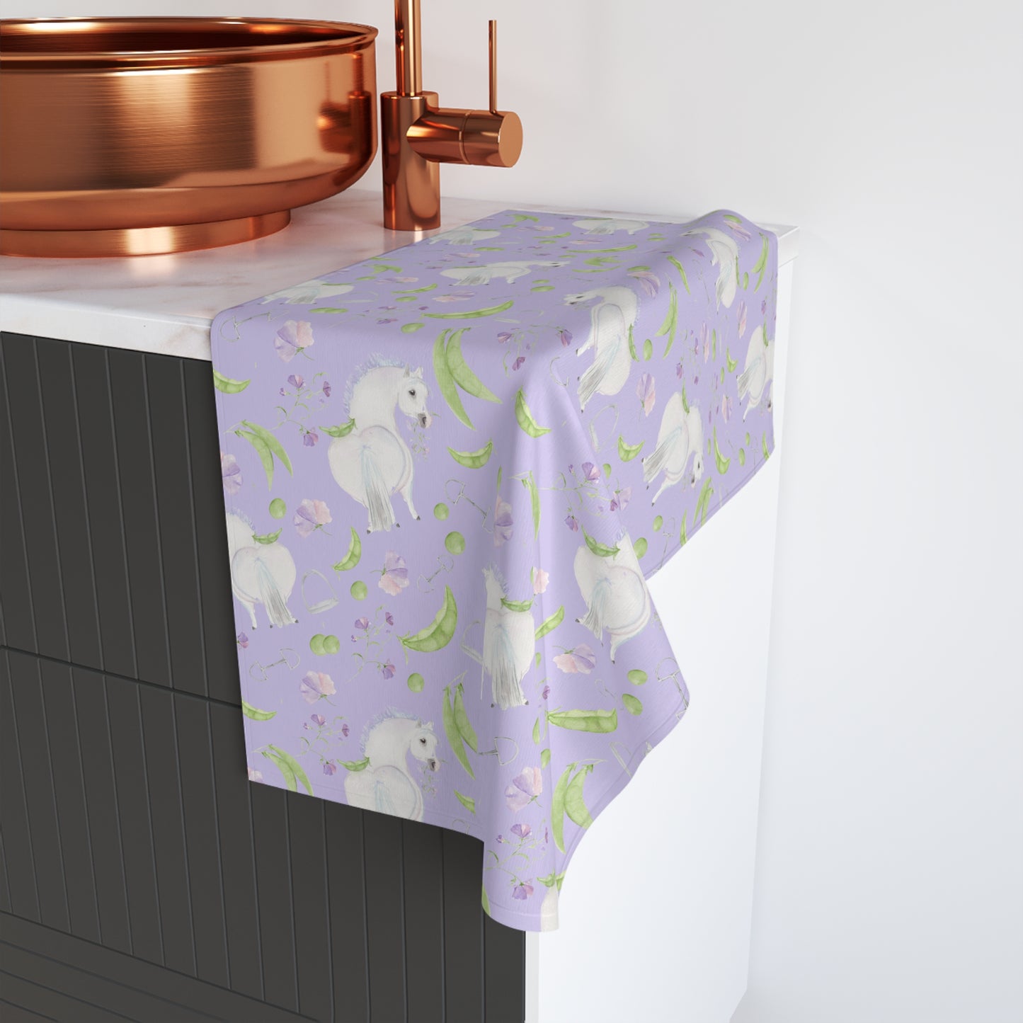 Adorable Little Pea Pod lavendar Hand Towel — Cute  Kitchen Towel
