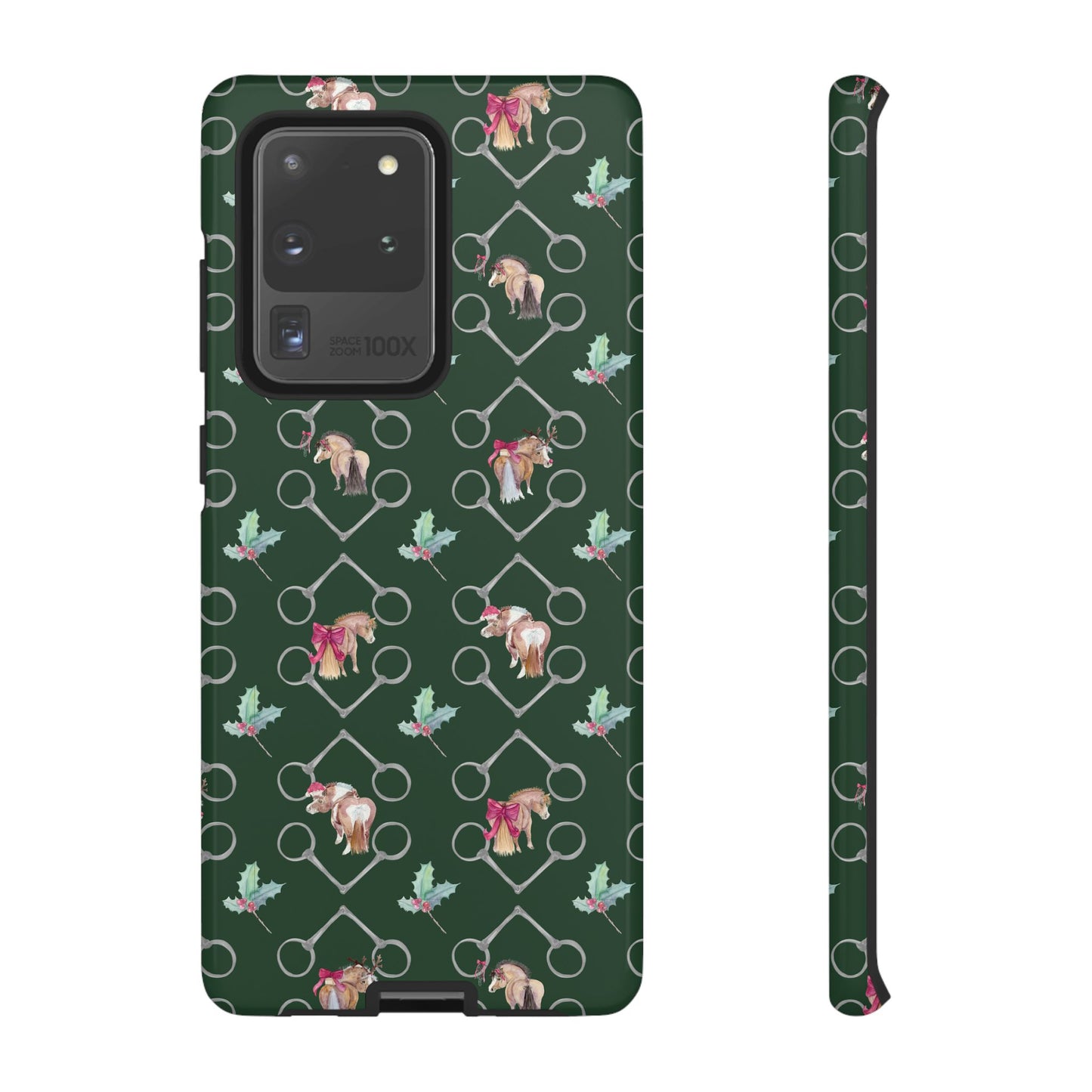 Adorable Little Ponies and Holly in Hunter Green Tough Phone Case