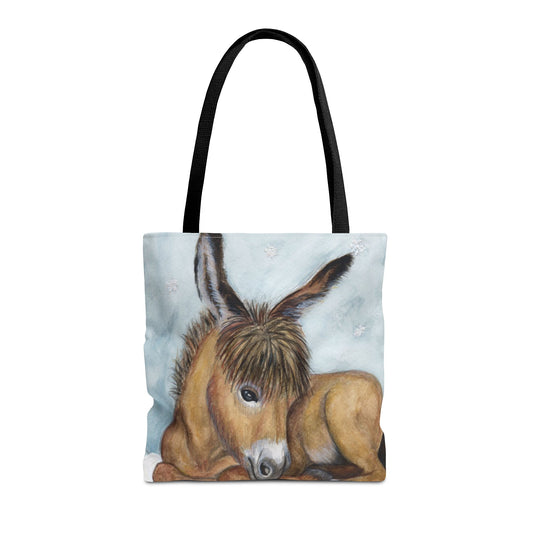 Snow flake donkey napTote Bag - Whimsical Equestrian Design