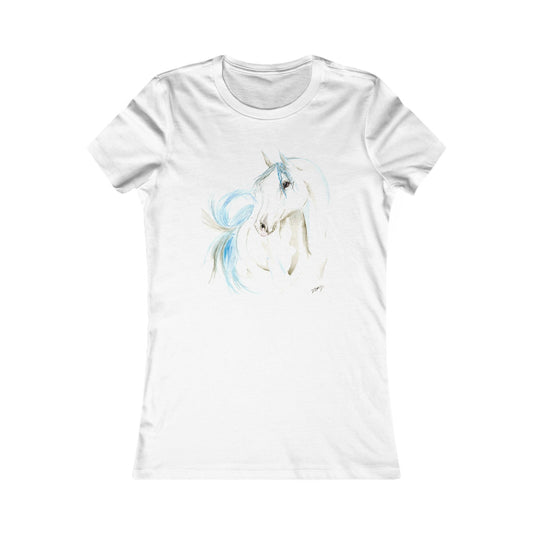 Women's Tee - White Arabian Horse Watercolor Painting