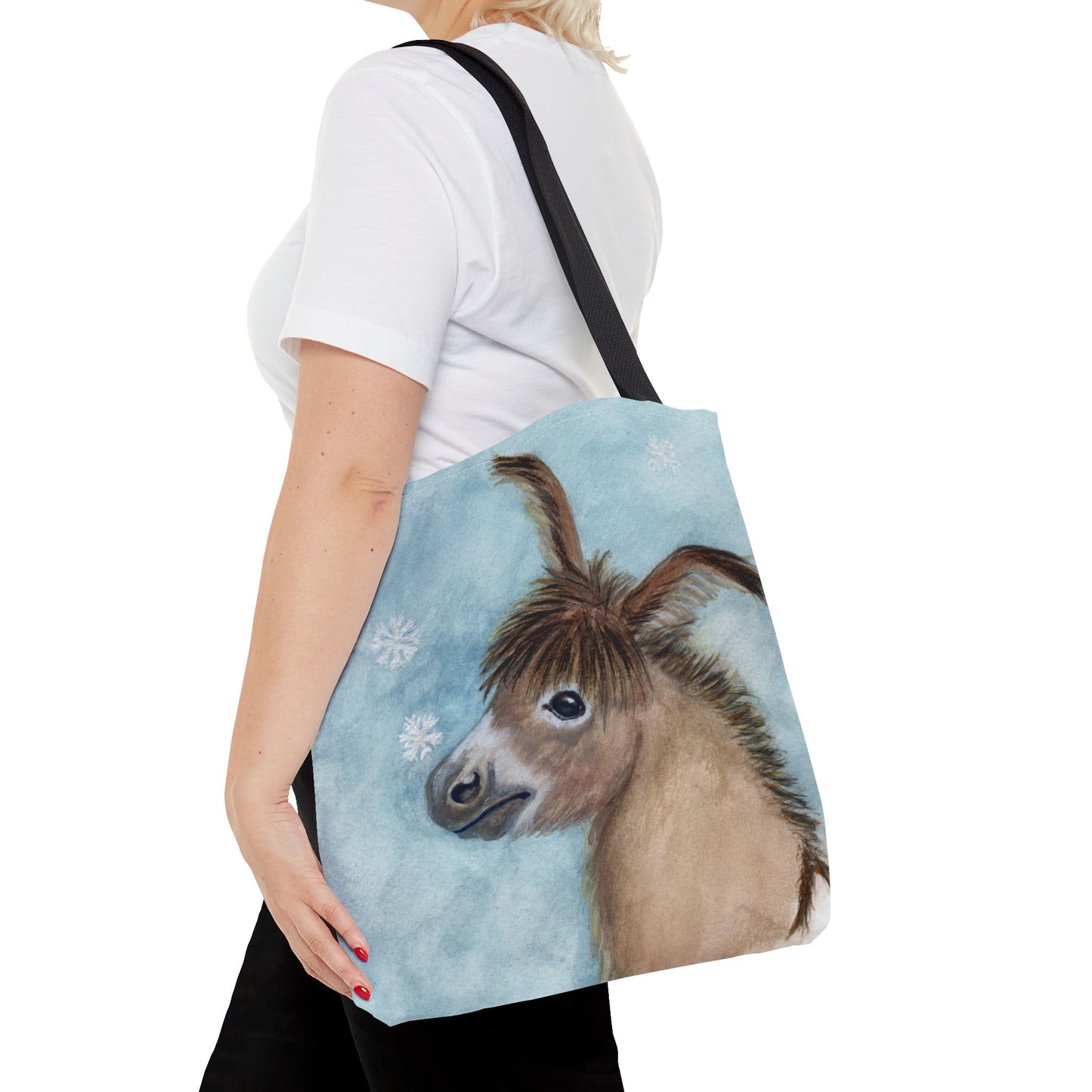 Snow flake donkey joy Tote Bag - Whimsical Equestrian Design