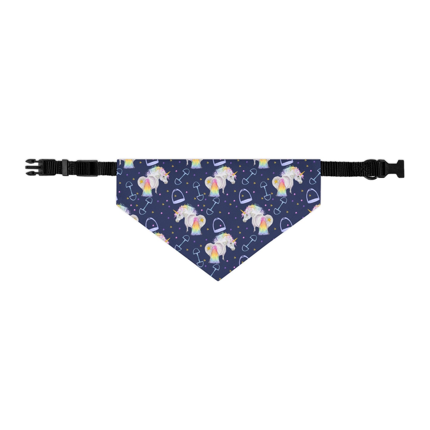 Adorable Pony Unicorn Print - navy Pet Bandana Collar