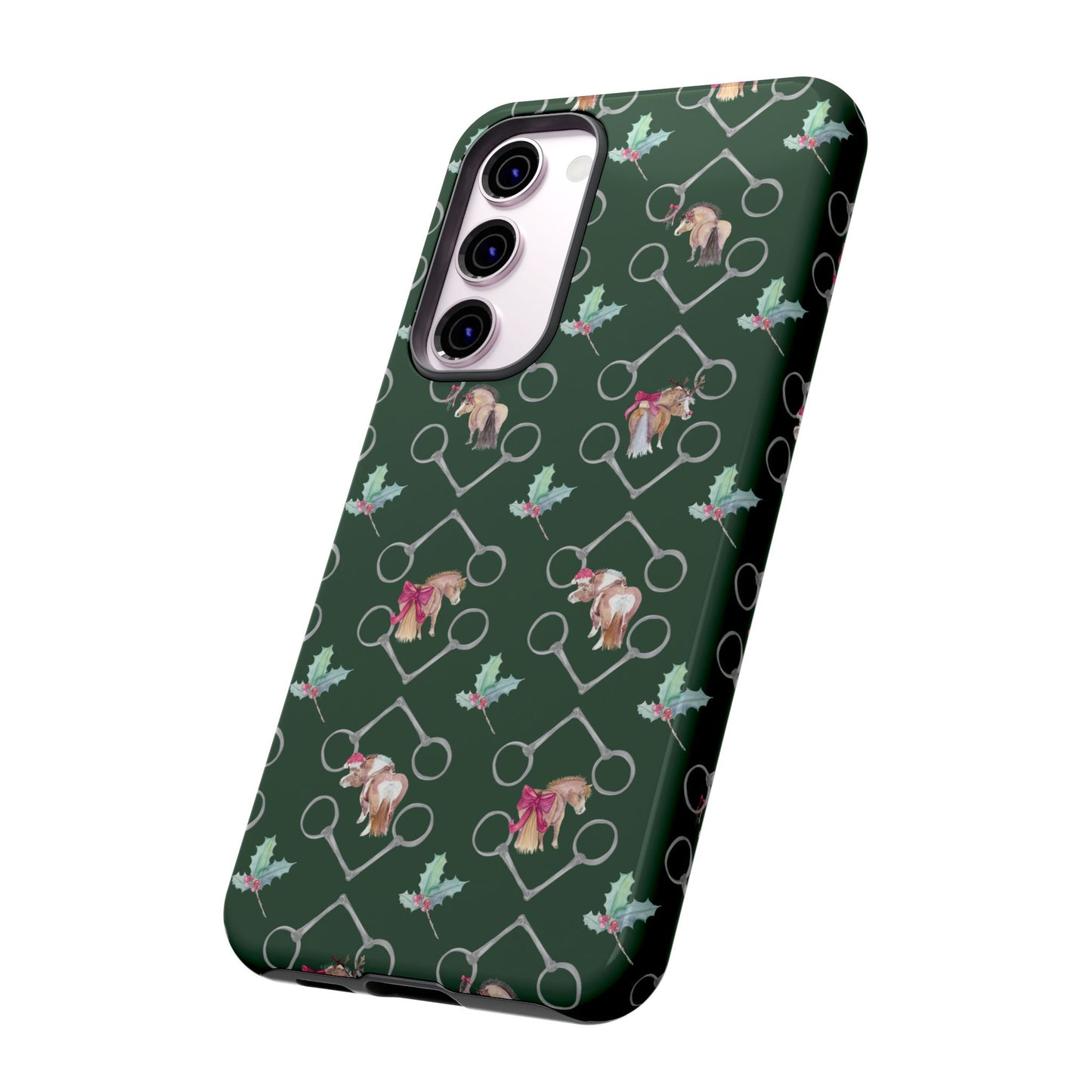 Adorable Little Ponies and Holly in Hunter Green Tough Phone Case