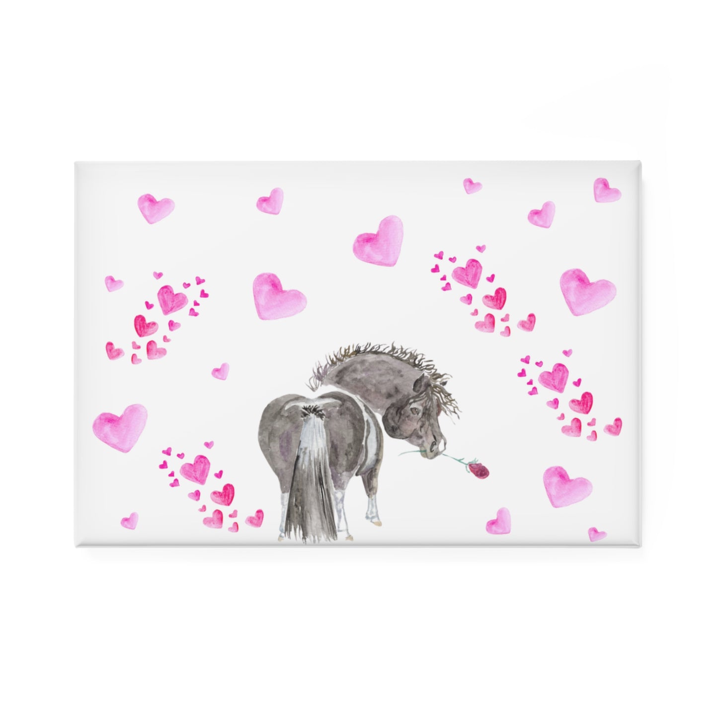 Button Magnet - Adorable Casanova Pony with Rose and Hearts