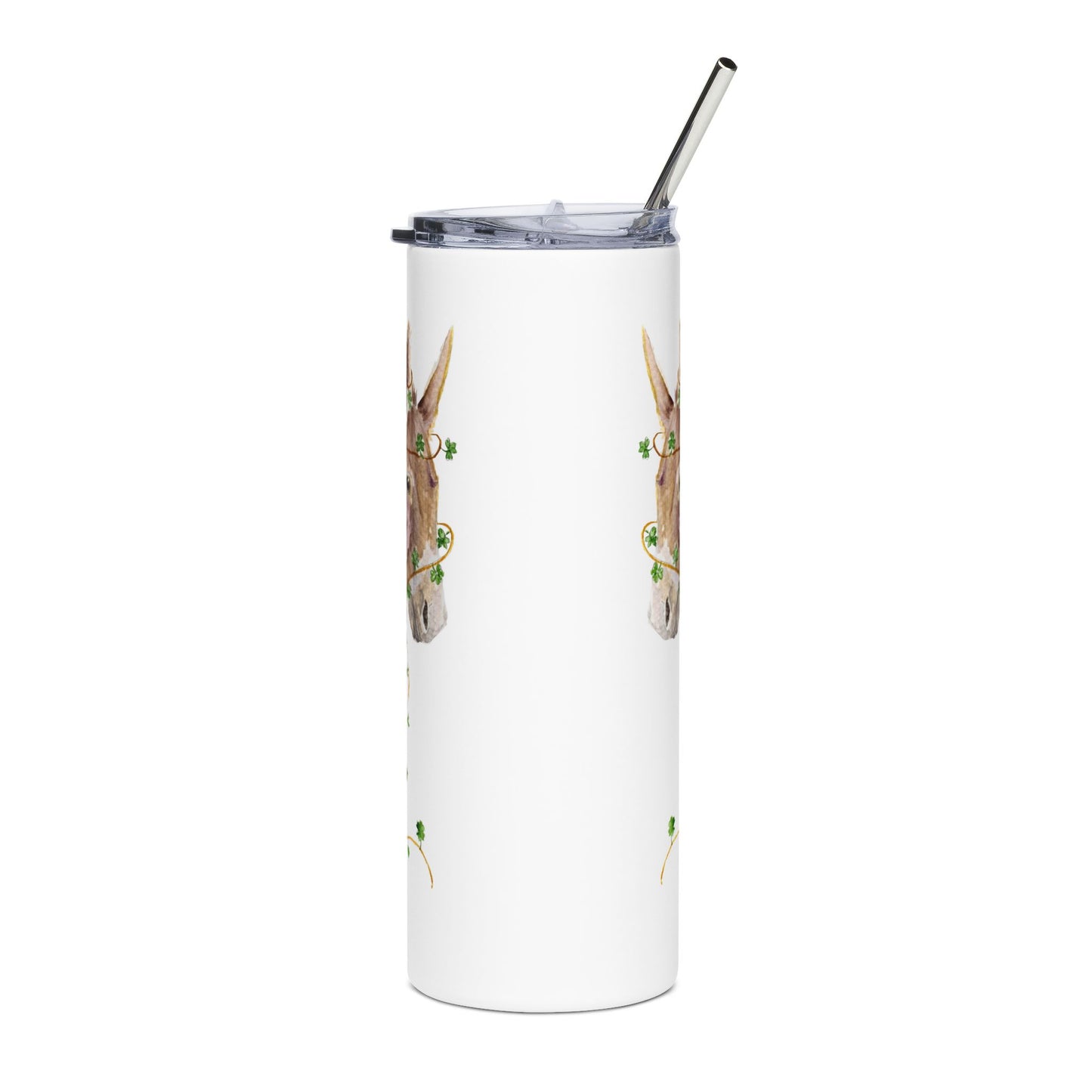 Lucky Clover - watercolor donkey - Tumbler