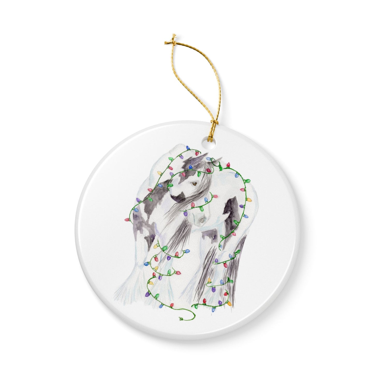 Gypsy Vanner Christmas Lights Ornament