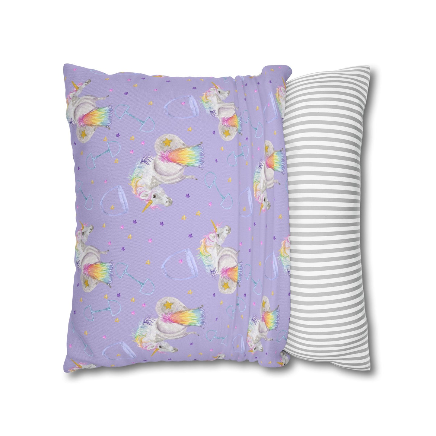 Adorable Little Unicorn Print - lavender Spun Polyester Square Pillowcase