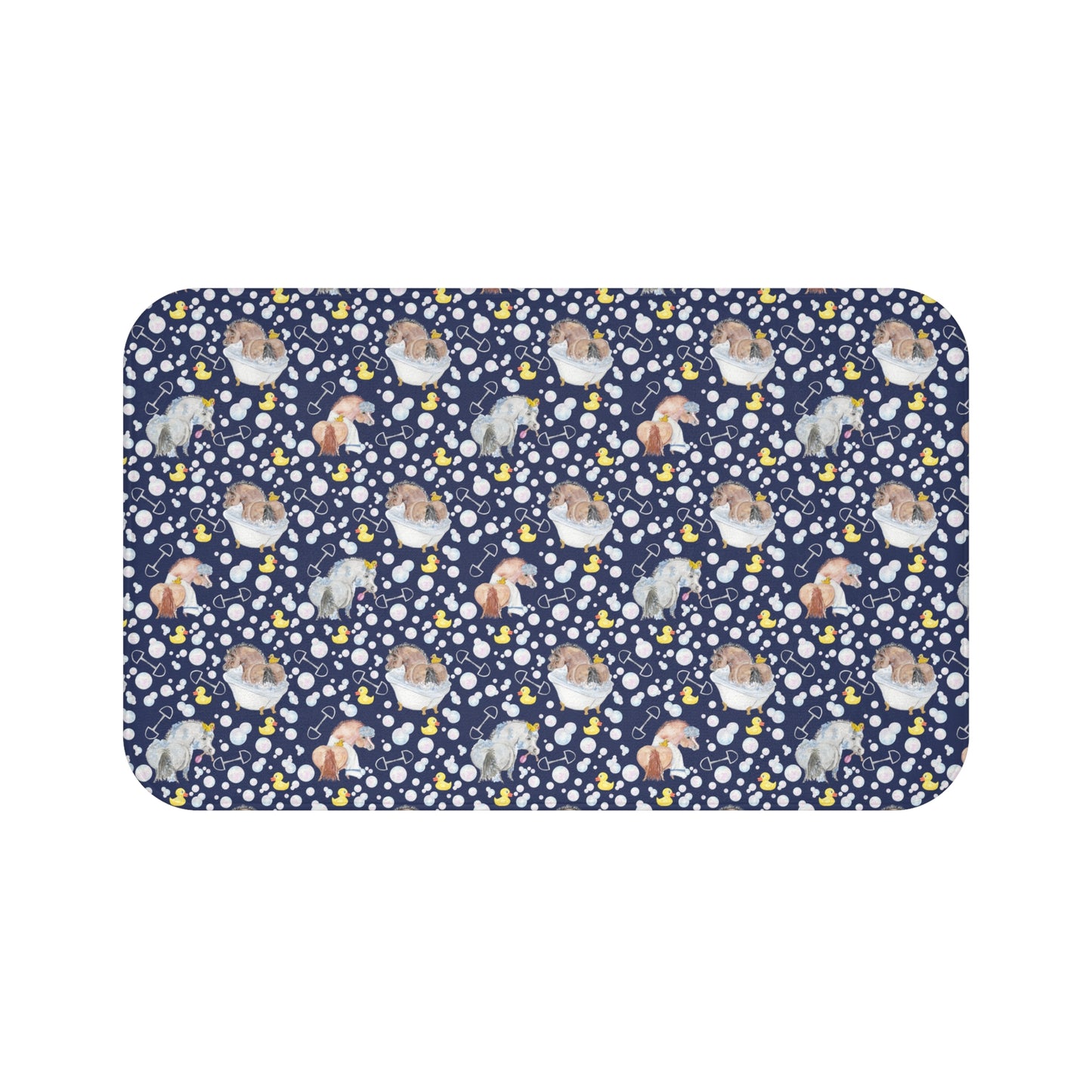 Adorable Ponies Double Bubble- Navy  Bath Mat