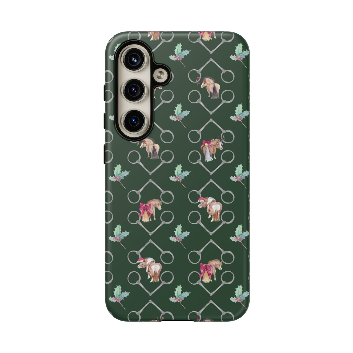 Adorable Little Ponies and Holly in Hunter Green Tough Phone Case