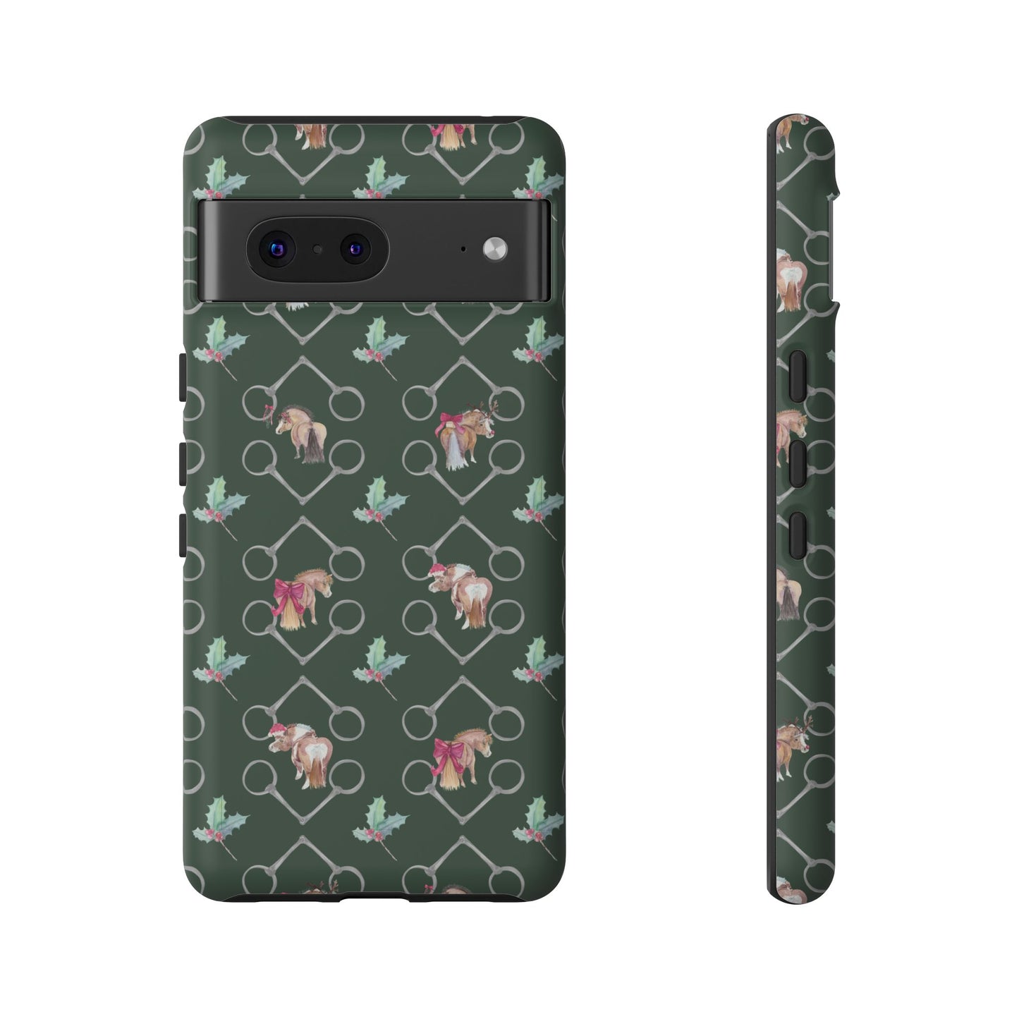 Adorable Little Ponies and Holly in Hunter Green Tough Phone Case