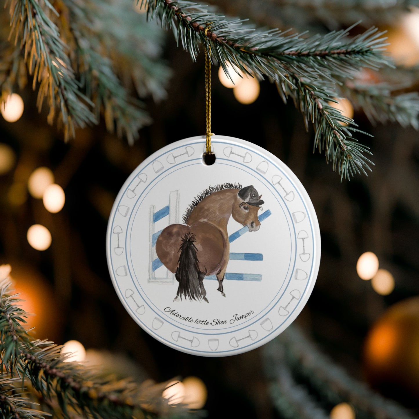 Adorable Show Jumper Ceramic Ornaments, Custom Holiday Decor, 2-Sided Christmas Ornament, Unique Gift, Home Decoration, Keepsake