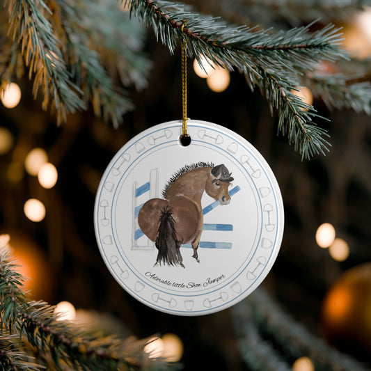 Adorable Show Jumper Ceramic Ornaments, Custom Holiday Decor, 2-Sided Christmas Ornament, Unique Gift, Home Decoration, Keepsake