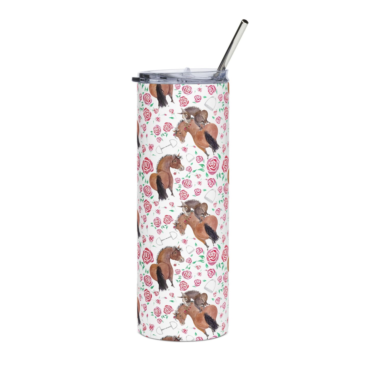 20oz Stainless Tumbler — Adorable Rose and Rico - white