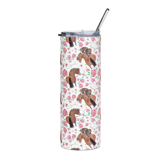 20oz Stainless Tumbler — Adorable Rose and Rico - white