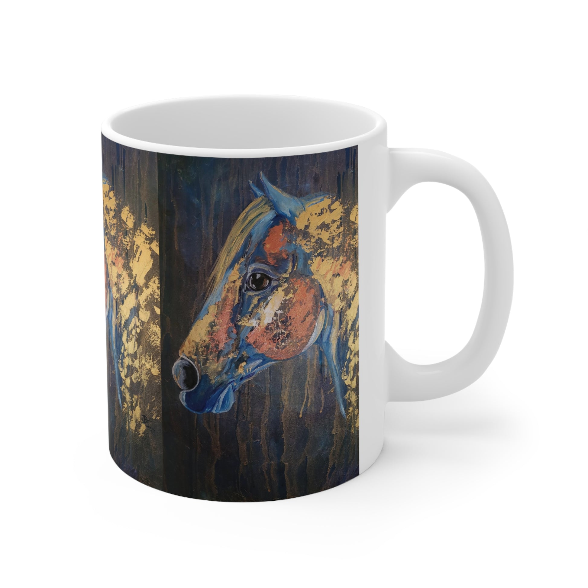 Love Blue and Gold Ceramic Mug 11oz - SonaEquestrian