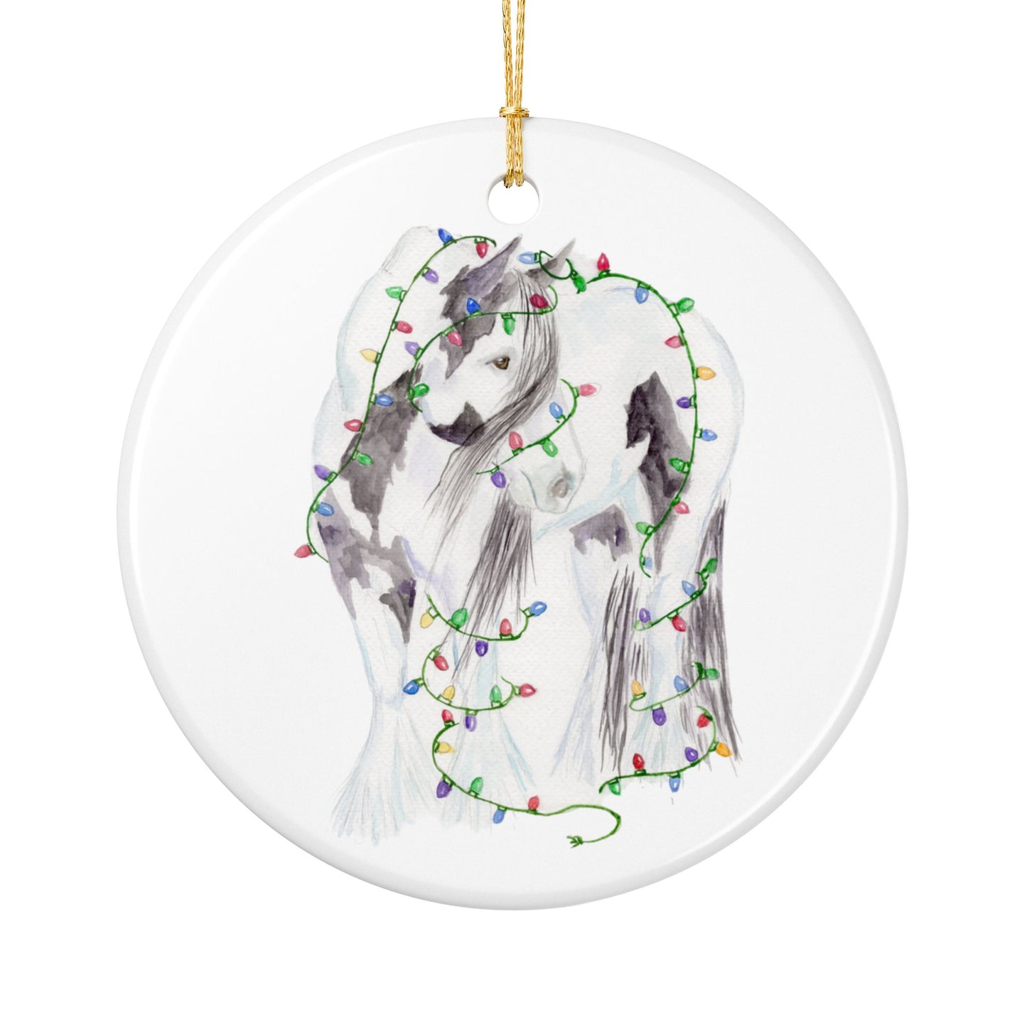 Gypsy Vanner Christmas Lights Ornament