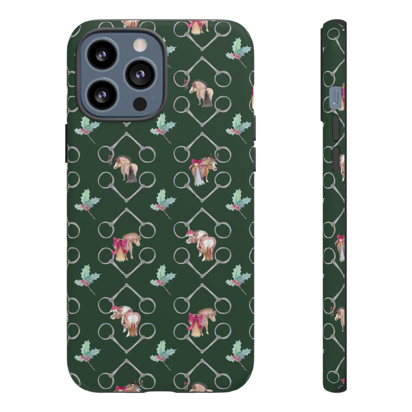 Adorable Little Ponies and Holly in Hunter Green Tough Phone Case