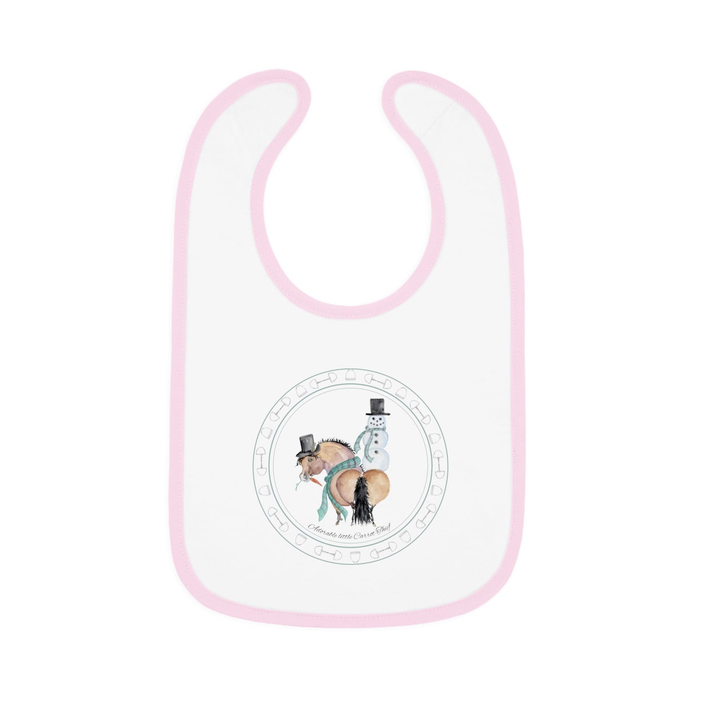 Adorable Naughty Snacker and  Snowman Baby Bib  — Soft Contrast Trim Feeding Bib