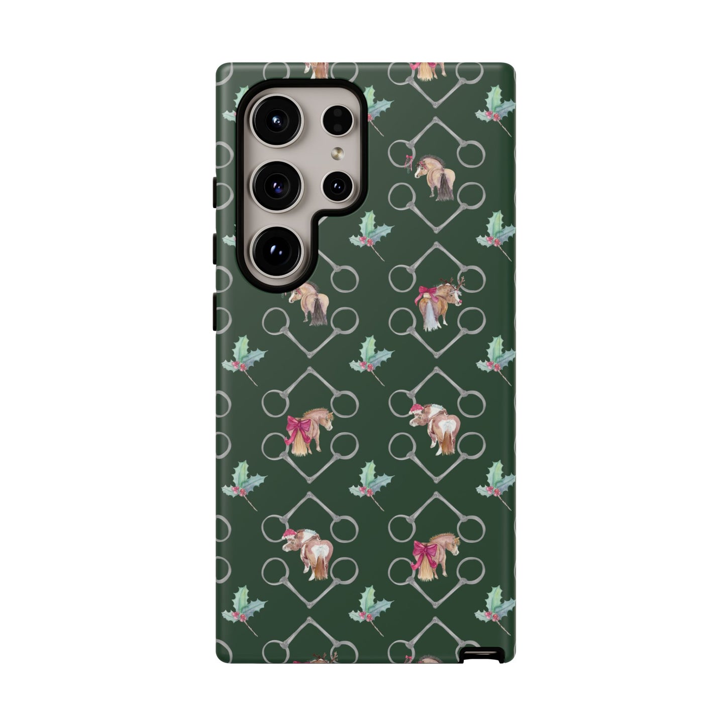 Adorable Little Ponies and Holly in Hunter Green Tough Phone Case