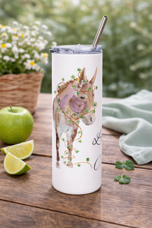 Lucky Ass - watercolor donkey - Tumbler