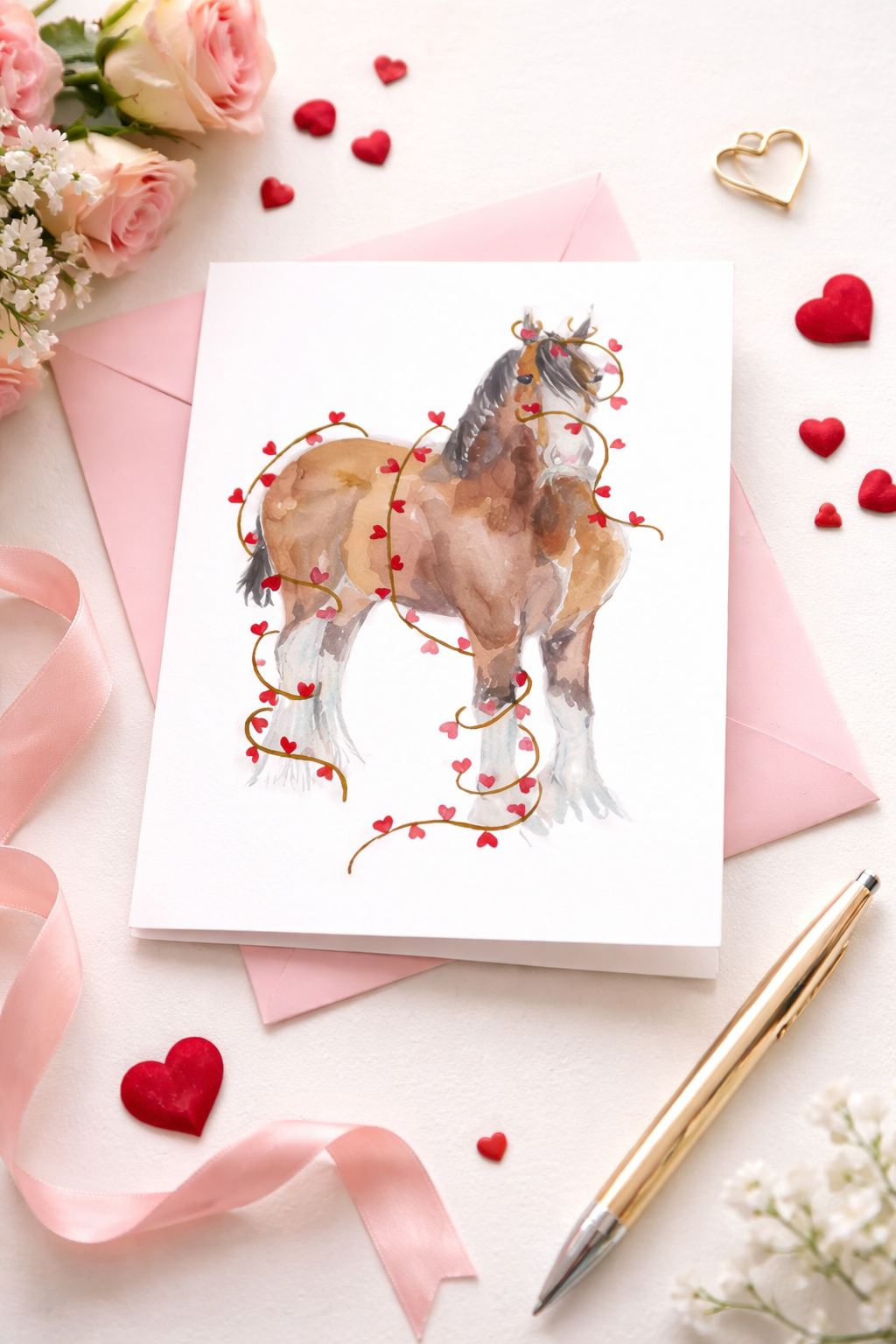 I mustache you to be my Valentine- Clydesdale-  Greeting Cards (Set of 10)