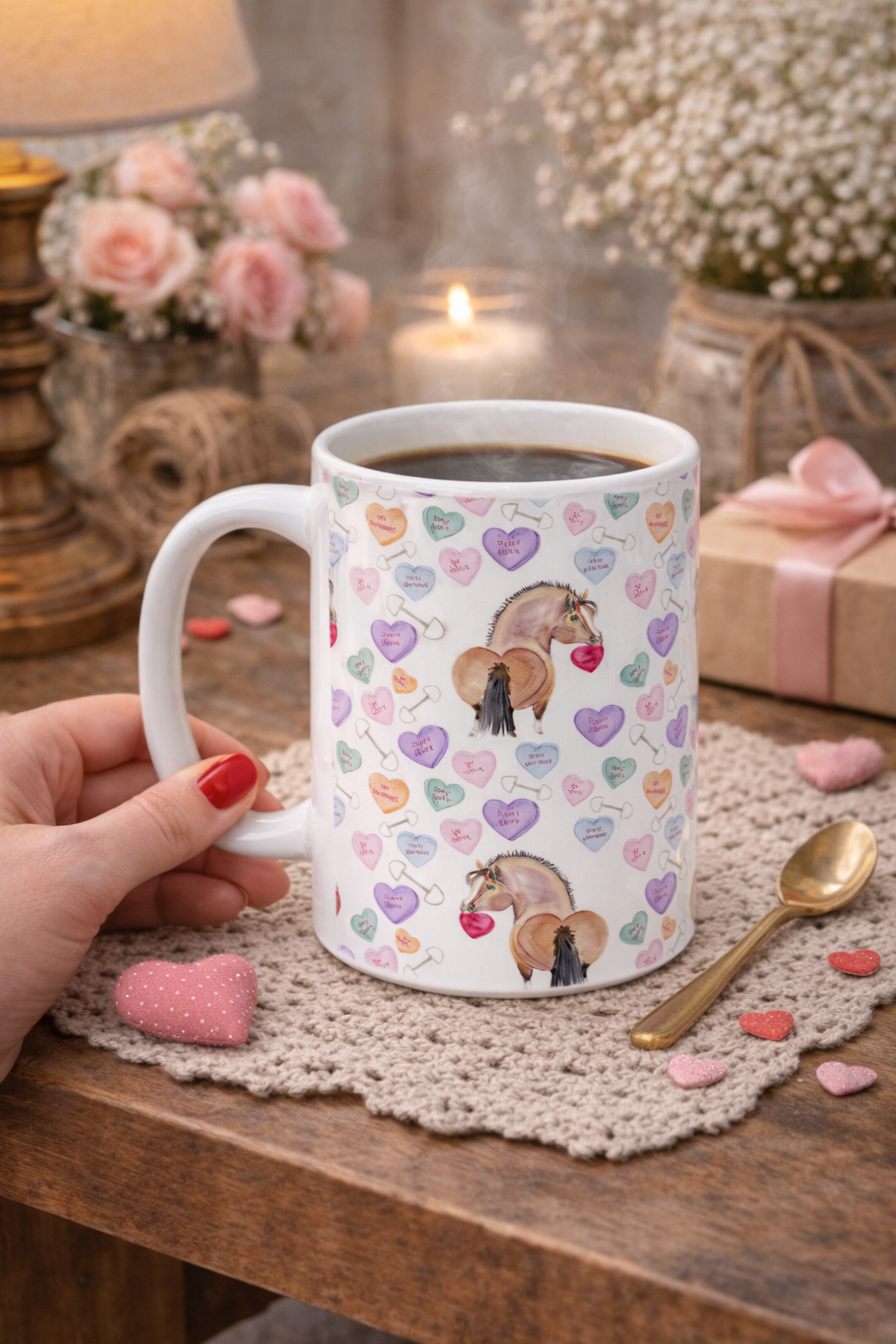 Mug - Adorable Be Mine Valentine Pony Ceramic Coffee Cup (11oz/15oz)