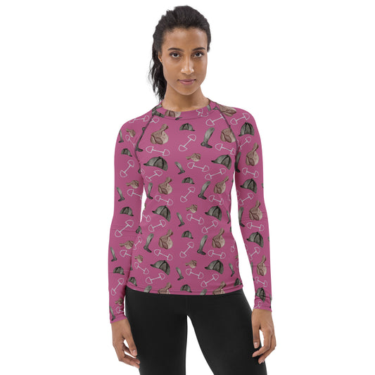 Saddle Up - Pink Women's Rash Guard - SonaEquestrian