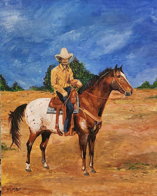 Commision Painting the Cowboy - SonaEquestrian