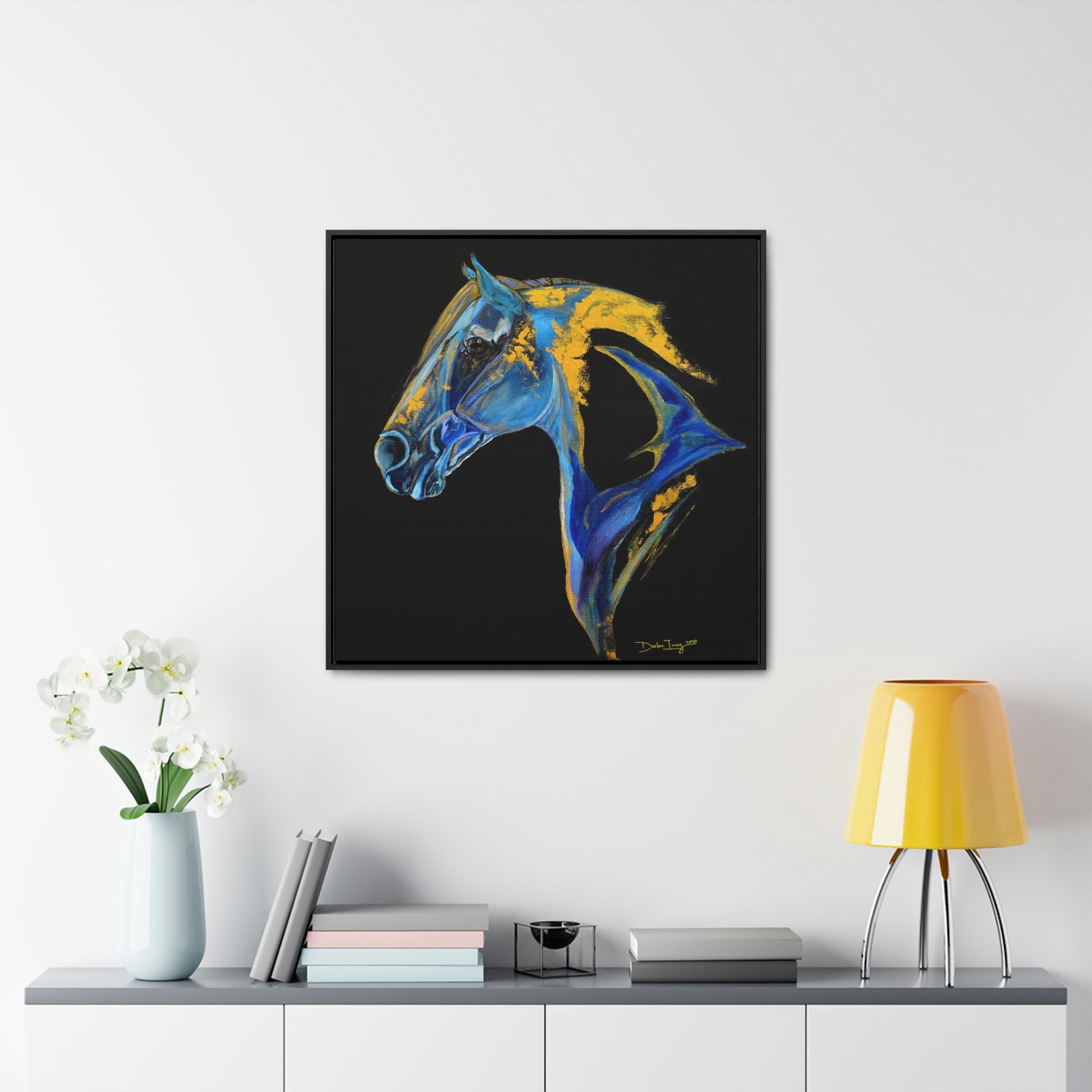 Sea Horse Ocean - Gallery Canvas Wraps, Square Frame Original Print - SonaEquestrian