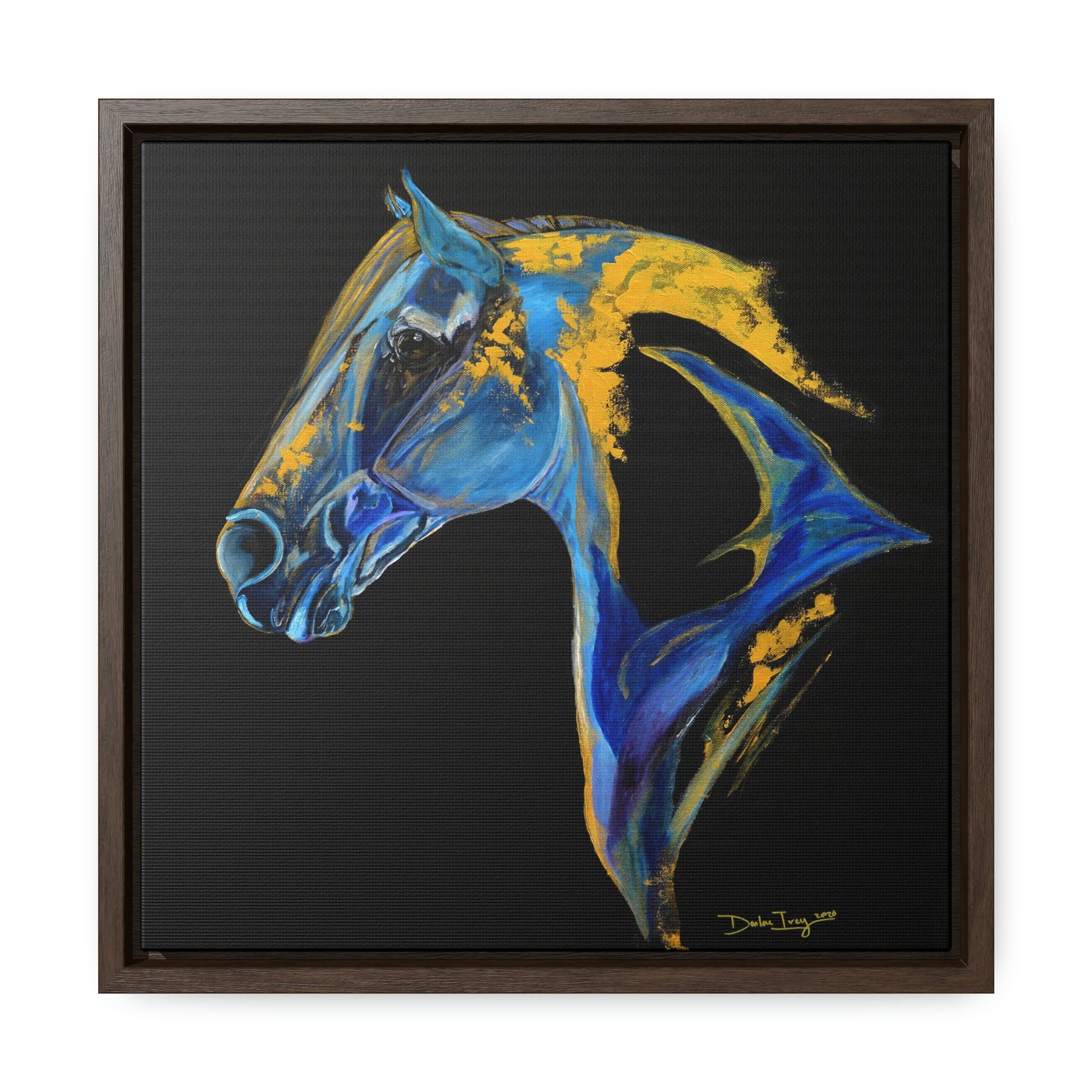 Sea Horse Ocean - Gallery Canvas Wraps, Square Frame Original Print - SonaEquestrian