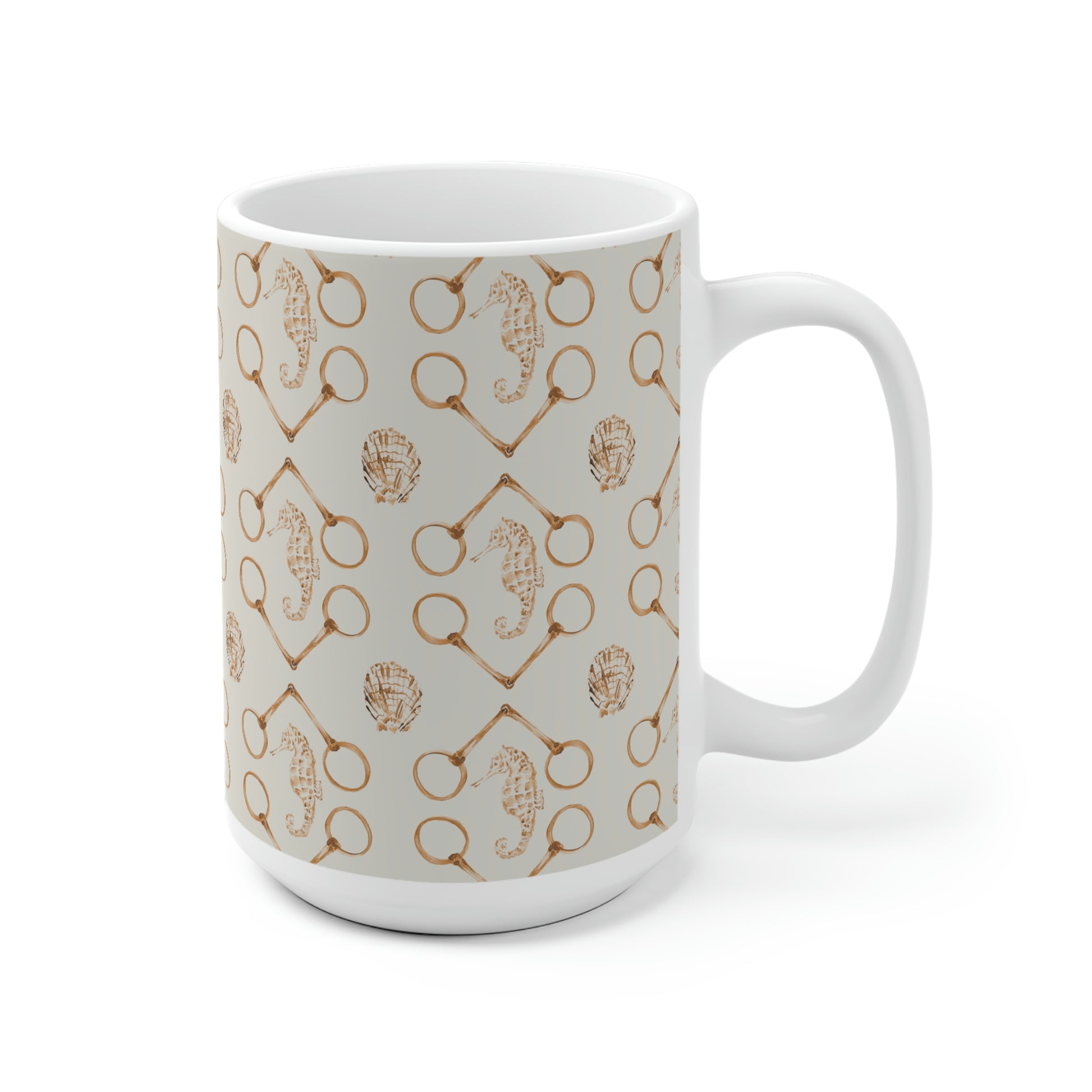 Sea Horse and Bit- Spice White Ceramic Mug - SonaEquestrian