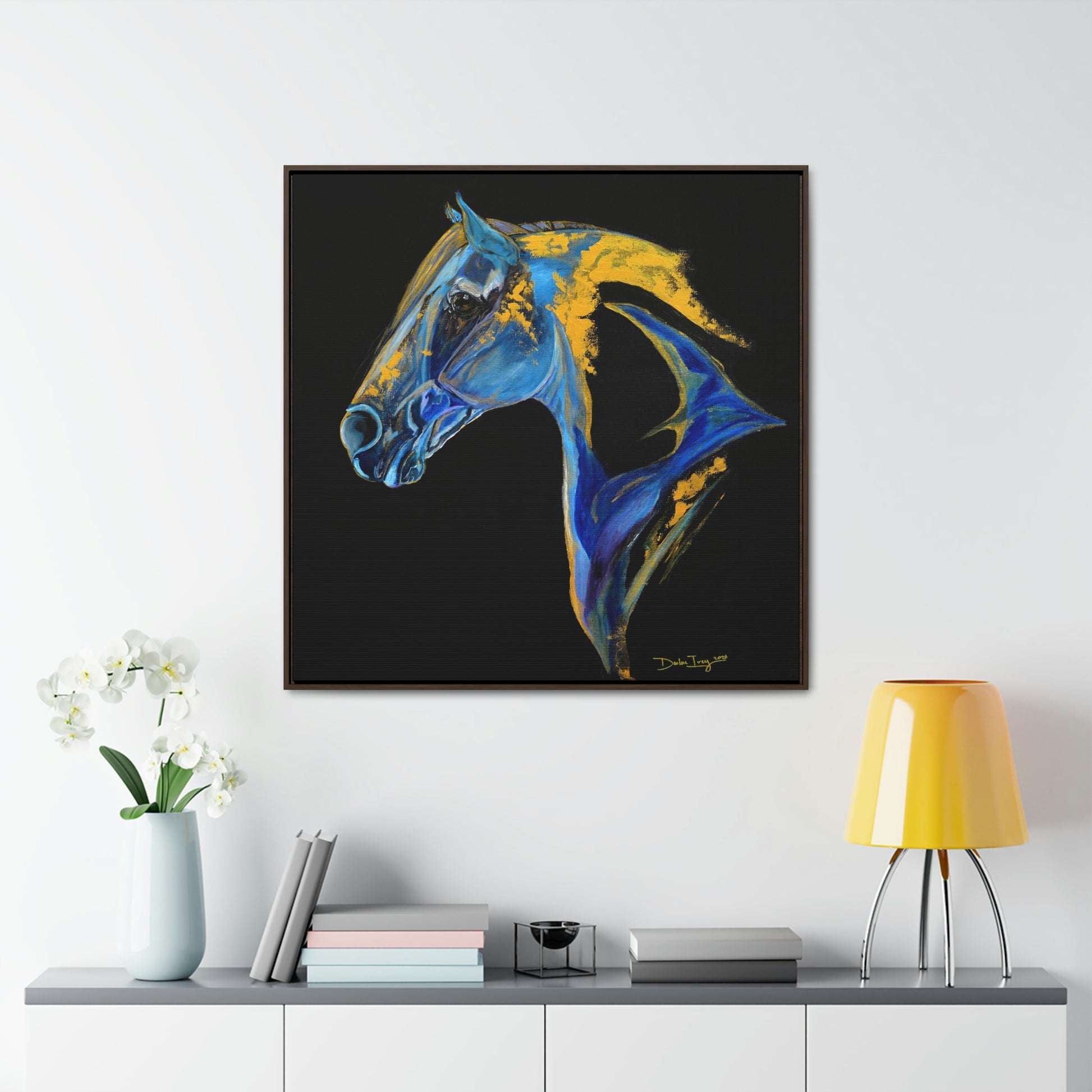 Sea Horse Ocean - Gallery Canvas Wraps, Square Frame Original Print - SonaEquestrian