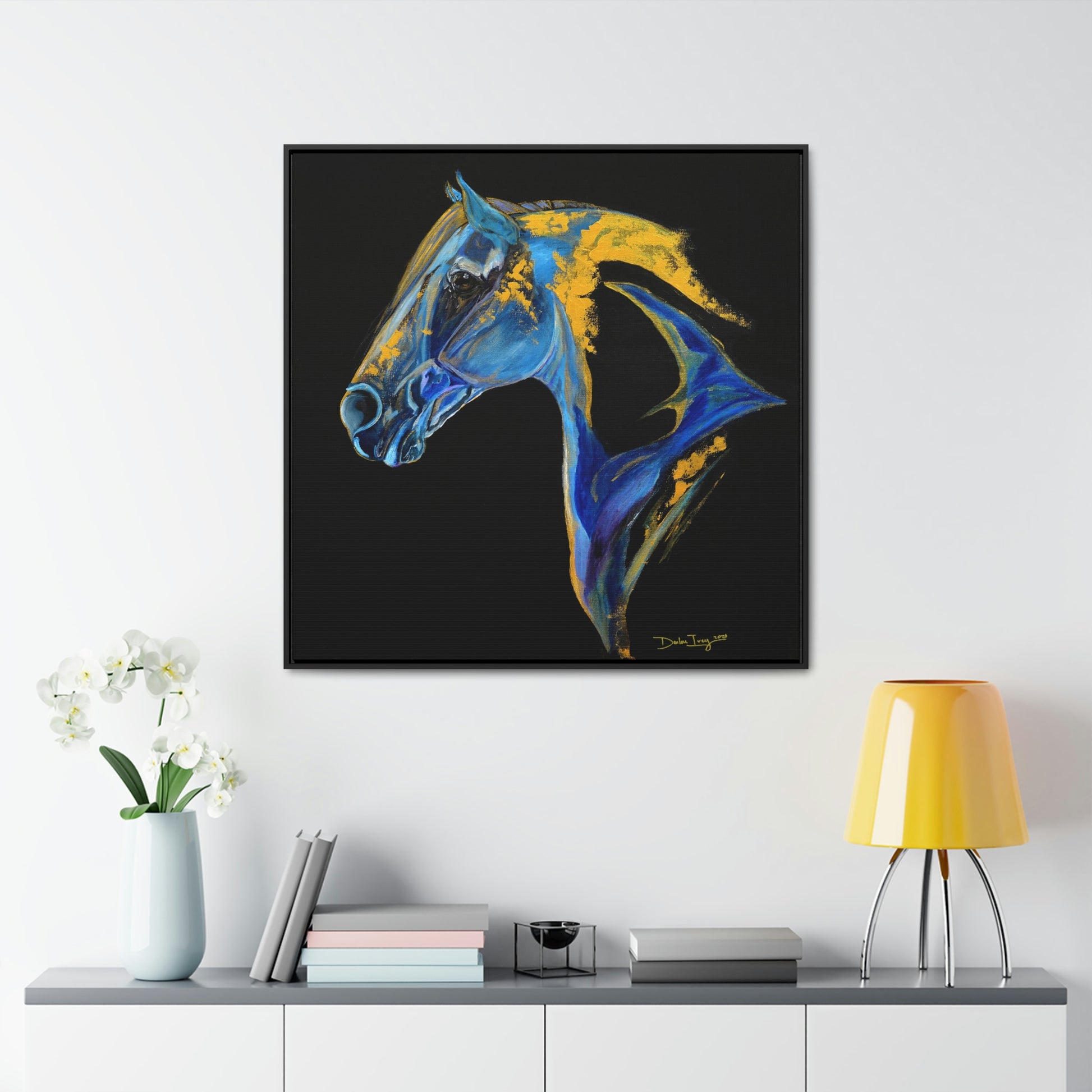 Sea Horse Ocean - Gallery Canvas Wraps, Square Frame Original Print - SonaEquestrian