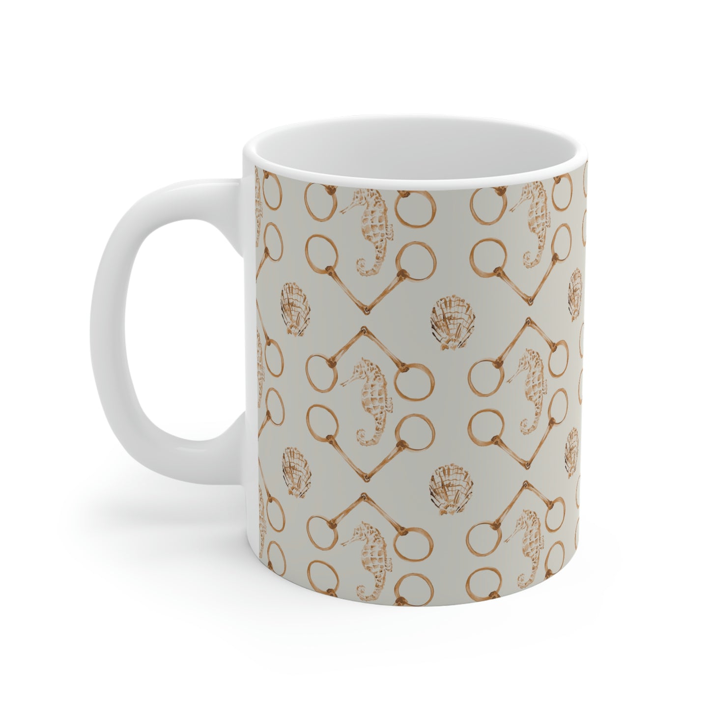 Sea Horse and Bit- Spice White Ceramic Mug - SonaEquestrian