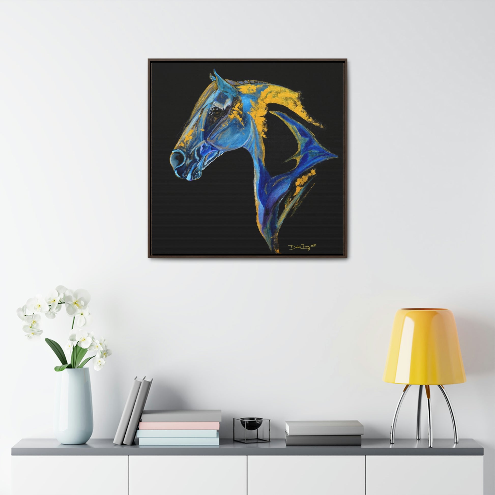 Sea Horse Ocean - Gallery Canvas Wraps, Square Frame Original Print - SonaEquestrian