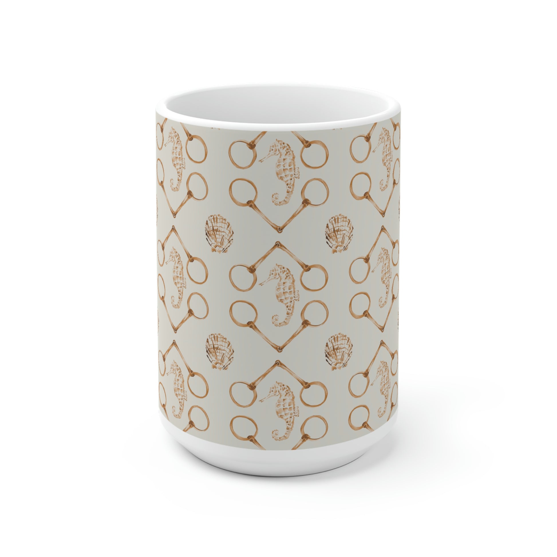 Sea Horse and Bit- Spice White Ceramic Mug - SonaEquestrian