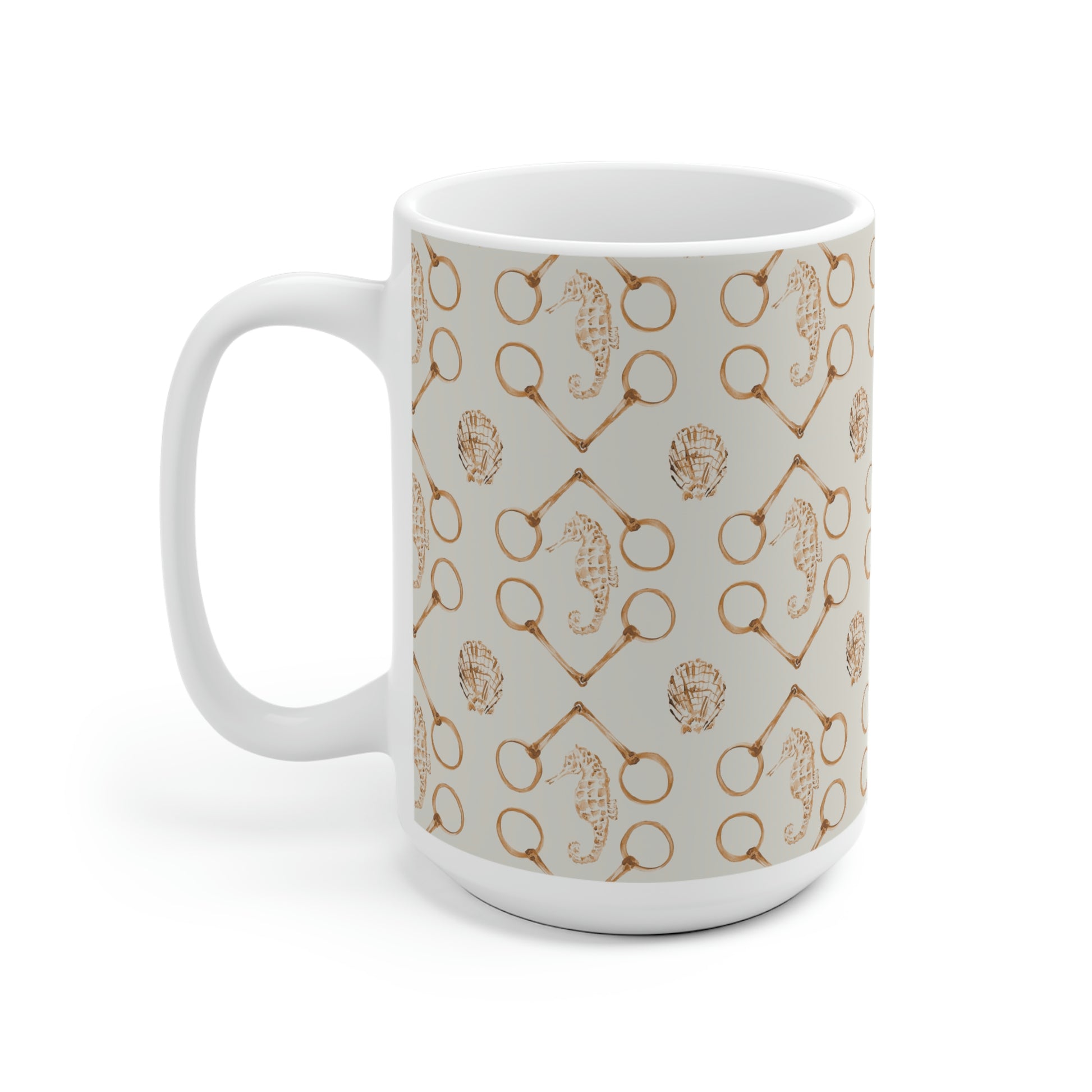 Sea Horse and Bit- Spice White Ceramic Mug - SonaEquestrian