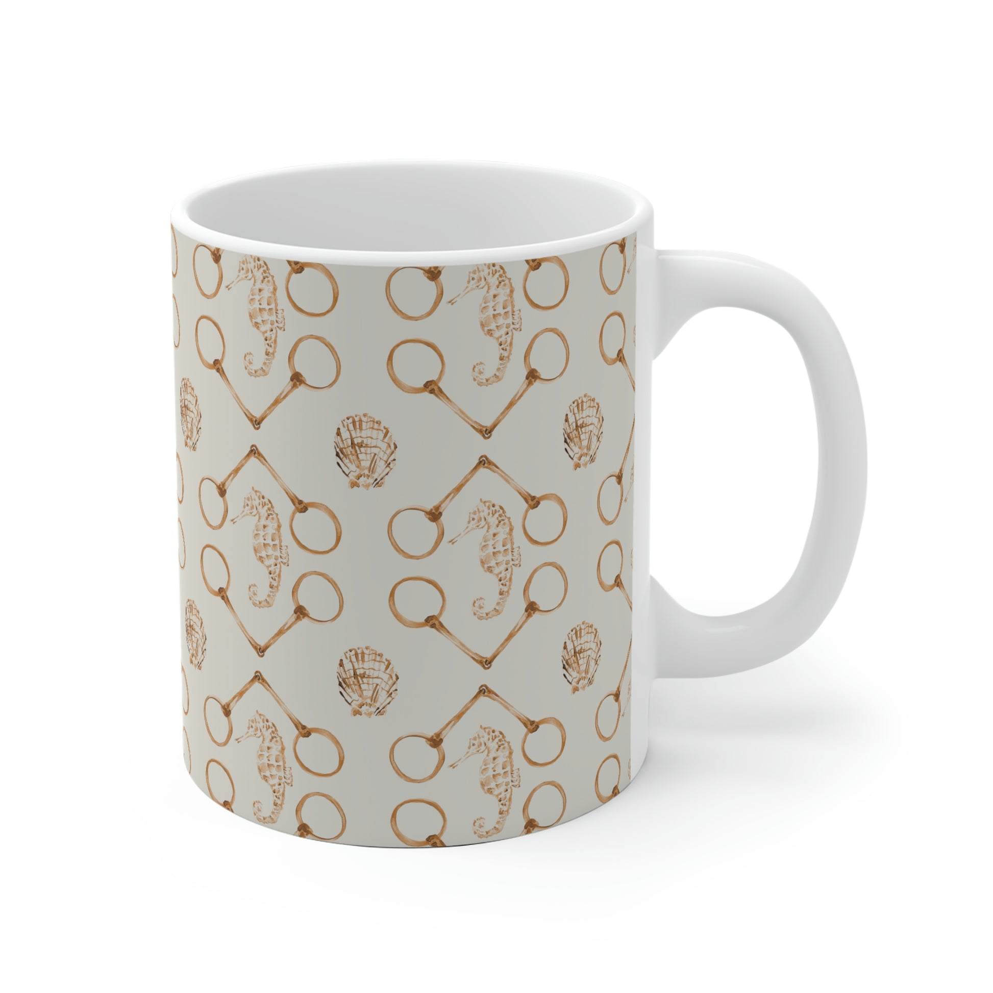 Sea Horse and Bit- Spice White Ceramic Mug - SonaEquestrian