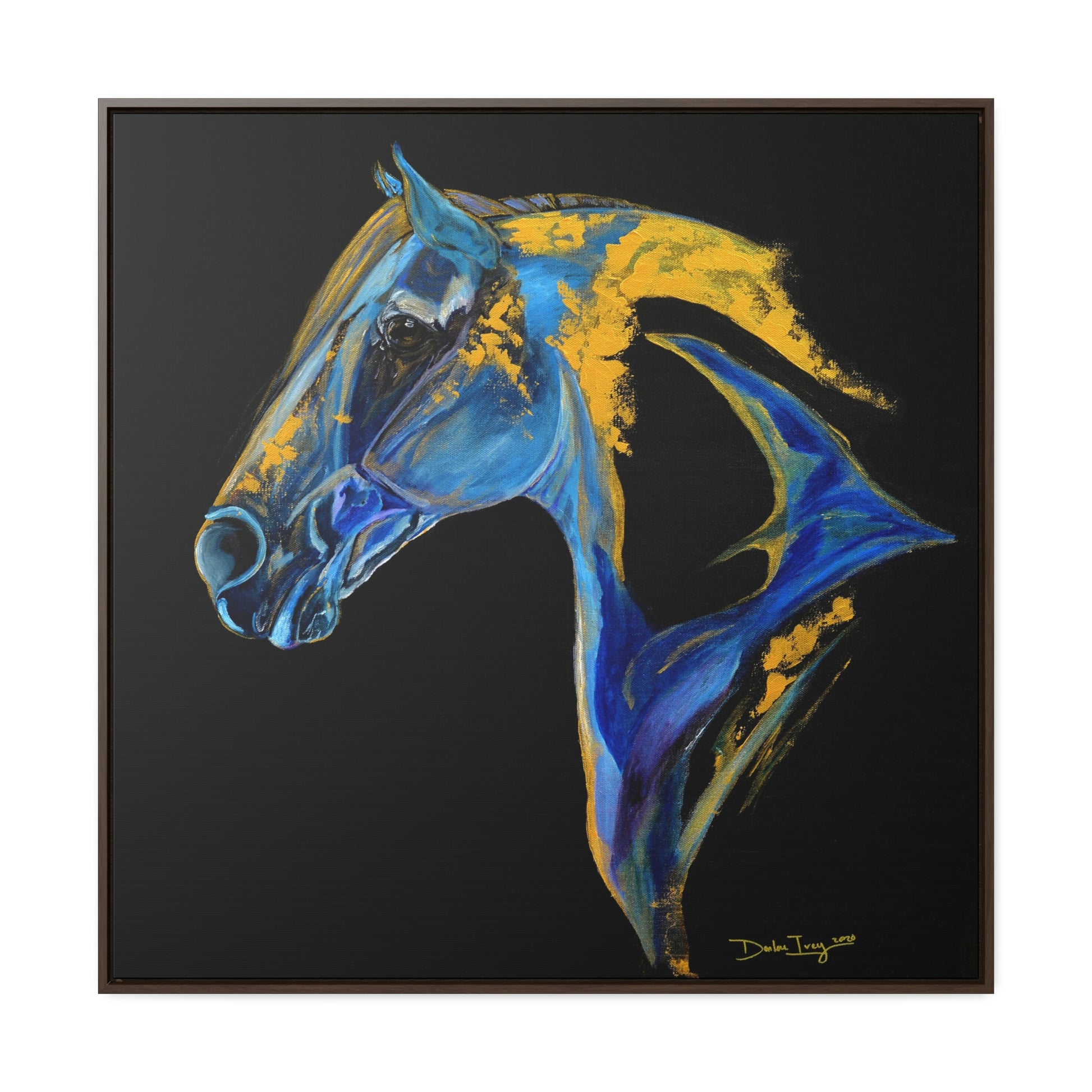 Sea Horse Ocean - Gallery Canvas Wraps, Square Frame Original Print - SonaEquestrian